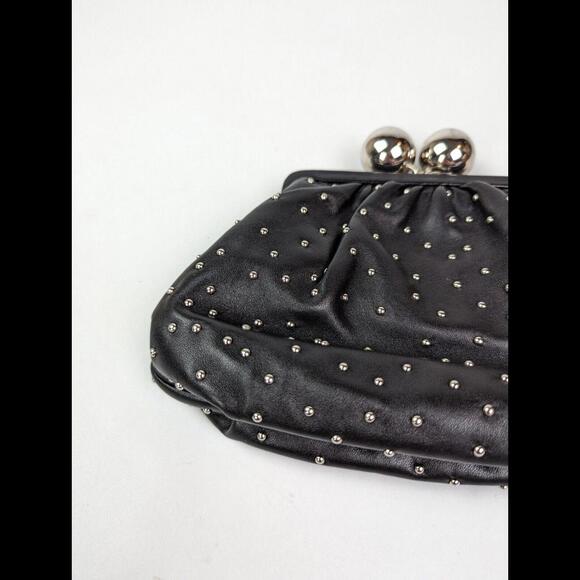 [SOLD] TIFFANY & CO. Black Lambskin Leather Studded Pouch Clutch Purse Handbag - Picture 4 of 8
